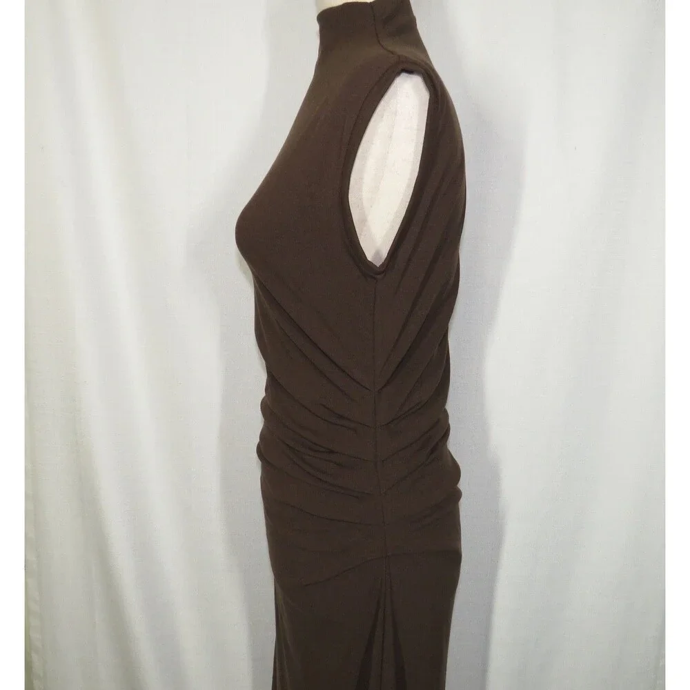 New With Tag OGL Chocolate Brown Sleeveless Midi Dress - Picture 8 of 14